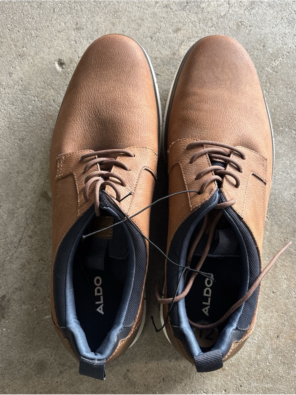 ALDO Men's Brown Leather Lace-Up Oxfords with Navy Trim